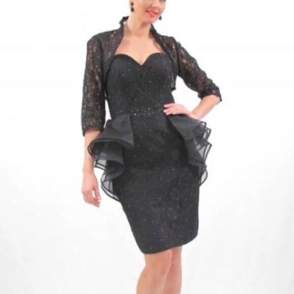 Ideas by Barbara Mother of the Bride Evening Dress Black 5417 Size M NWT - Picture 1 of 3